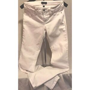 Bebe Wm Jeans White Stretch Denim Bodycon Designer Sz 27" waist 32" inseam